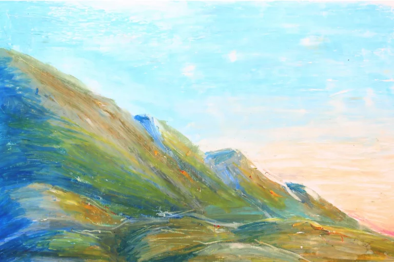 pastel drawing of the Drome mountains by Luce Rungette